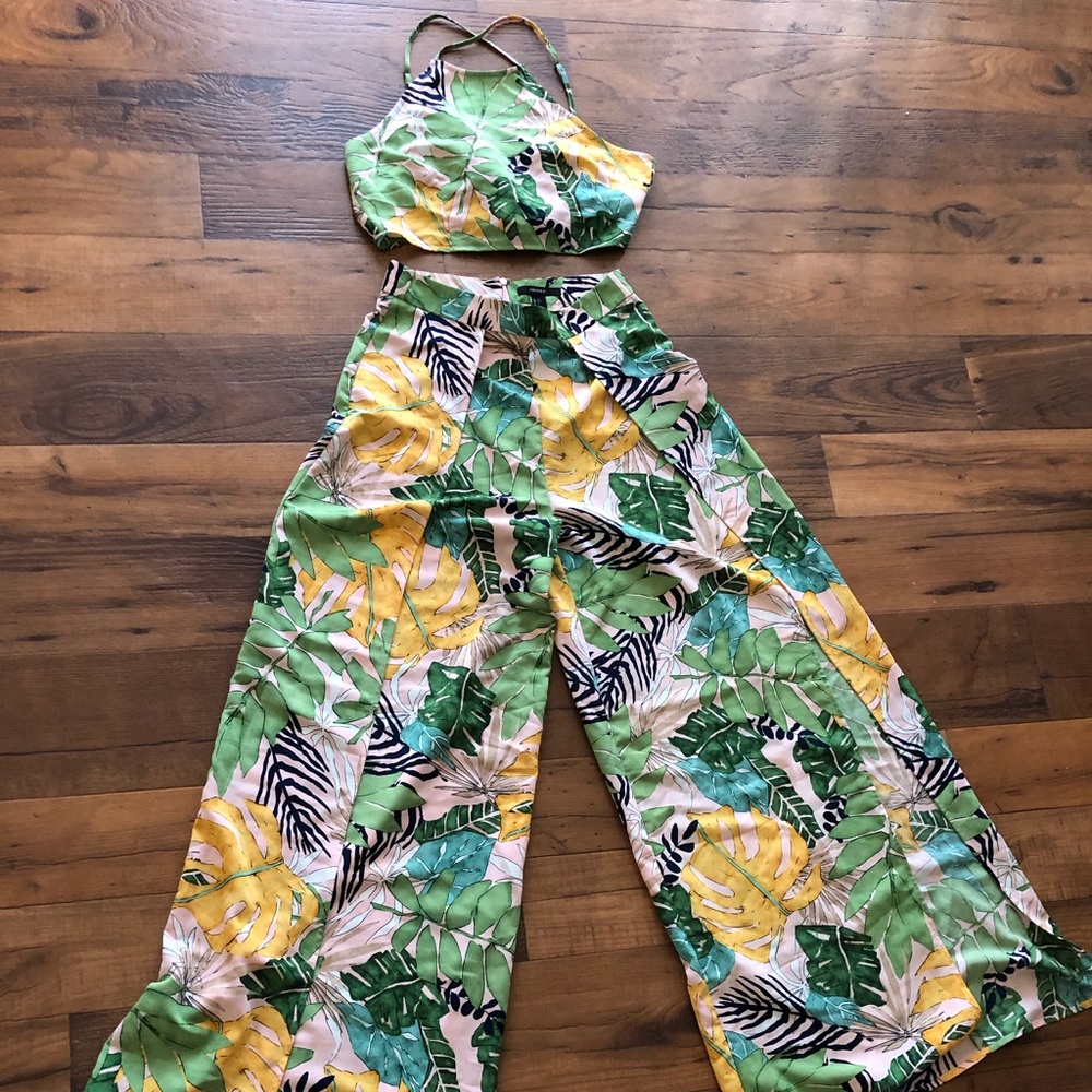 Tropical floral co-ord crop set